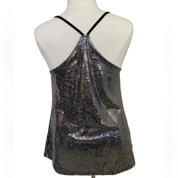 Stretch silver sequin racerback top - Picture 2 of 4